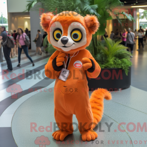 Orange Lemur maskot kostume...