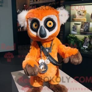 Orange Lemur maskot kostume...