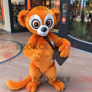 Orange Lemur maskot kostyme...