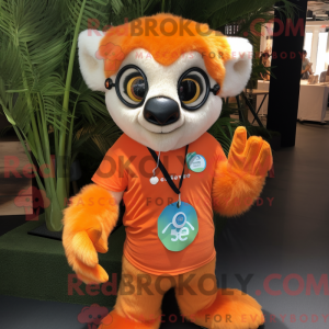 Orange Lemur mascot costume...