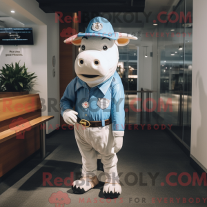 Blue Hereford Cow mascot...