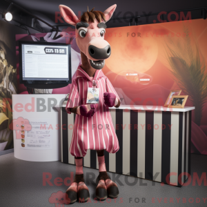 Pink Okapi mascot costume...