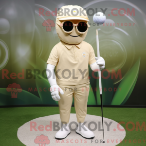 Beige golfbold maskot...
