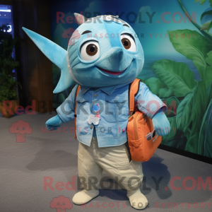 Cyan Tuna mascot costume...