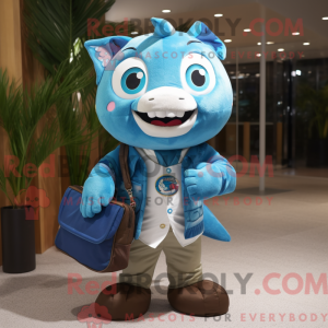 Cyan Tuna mascot costume...