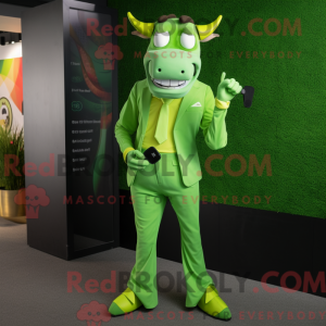 Lime Green Zebu mascot...