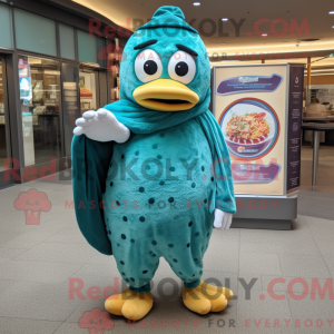 Teal Bagels maskot kostume...