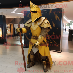Gold Medieval Knight mascot...