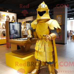 Gold Medieval Knight mascot...