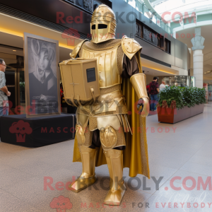 Gold Medieval Knight mascot...