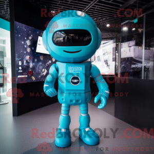Cyan Astronaut maskot...