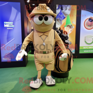 Tan Golf Bag maskot kostume...