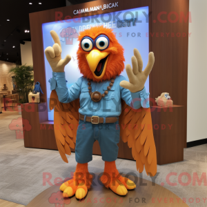 Orange Harpy mascot costume...