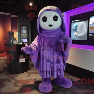 Purple Ghost maskot kostume...