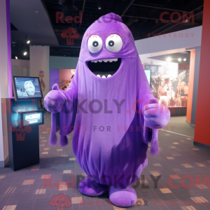 Purple Ghost maskot kostume...