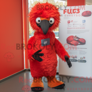 Rød Emu maskot kostume...
