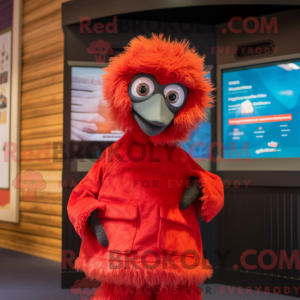 Röd Emu-maskotdraktfigur...