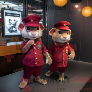 Maroon Rat mascot costume...