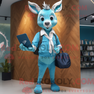 Cyan Deer maskot kostume...
