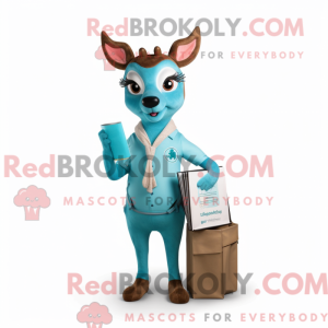 Cyan Deer maskotdraktfigur...