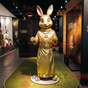 Guld kanin maskot kostume...