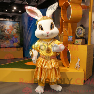 Guld kanin maskot kostume...