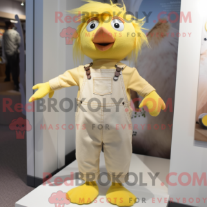 Beige Canary mascot costume...