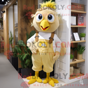 Beige Canary mascot costume...