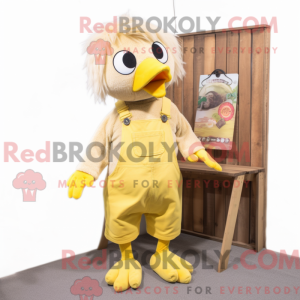 Beige Canary mascot costume...