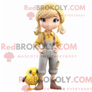 Beige Canary mascot costume...