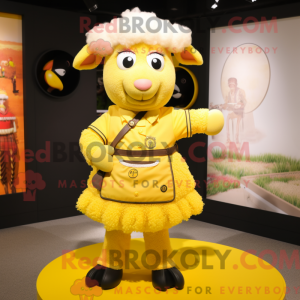 Yellow Sheep mascot costume...