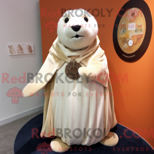 Cream Seal mascot costume...
