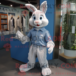 Sølv kaninmaskotdraktfigur...