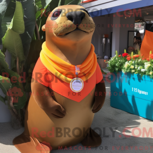 Orange Sea Lion maskot...