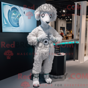 Silver Sheep mascot costume...