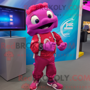 Magenta Cod mascot costume...