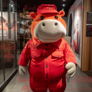 Red Hippopotamus mascot...