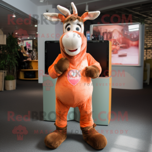 Peach Donkey maskot drakt...