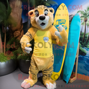 Gul Smilodon maskot kostume...