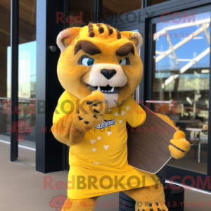 Yellow Smilodon mascot...
