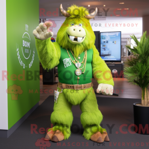Lime Green Bison mascot...