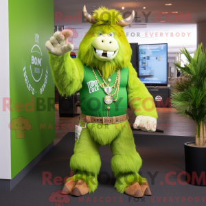 Lime Green Bison mascotte...