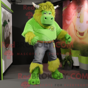 Limegrøn bison maskot...