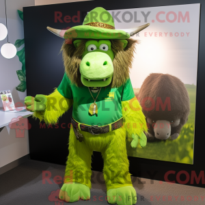 Lime Green Bison mascotte...