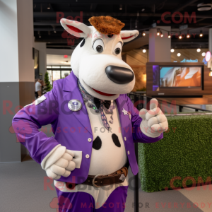 Purple Holstein Cow mascot...