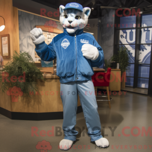 Blue Puma mascot costume...