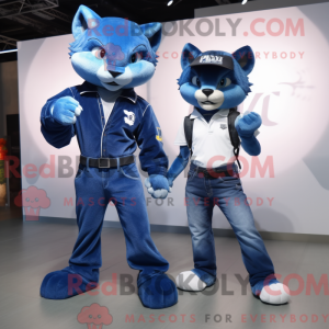 Blå Puma maskot kostume...