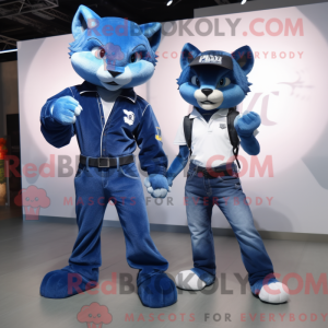 Blue Puma mascot costume...