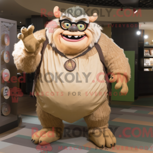Tan Ogre maskot kostume...