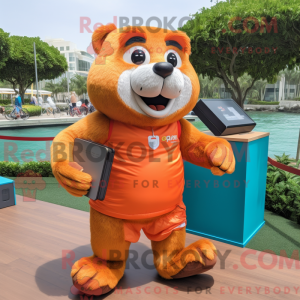 Orange Otter maskot kostume...